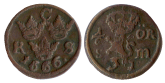 Karl XI, 1/6 re SM, 1666