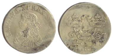 Karl XI, 2 mark, 1667