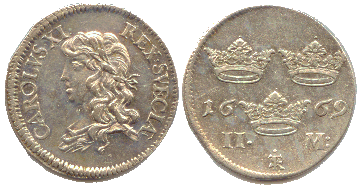 Karl XI, 2 mark, 1669