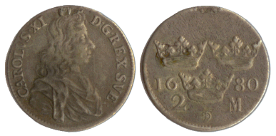 Karl XI, 2 mark, 1680