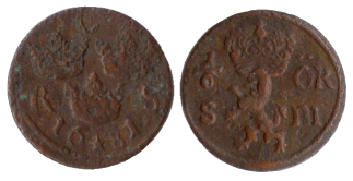 Karl XI, 1/6 re SM, 1681