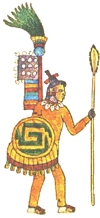A Mexican warrior captain with an obsidian-tipped lance - from the Codex Mendoza