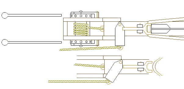 Зарядное и спусковое устройство скорпиона (вид сверху)