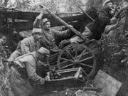 French soldiers using a grenade catapult